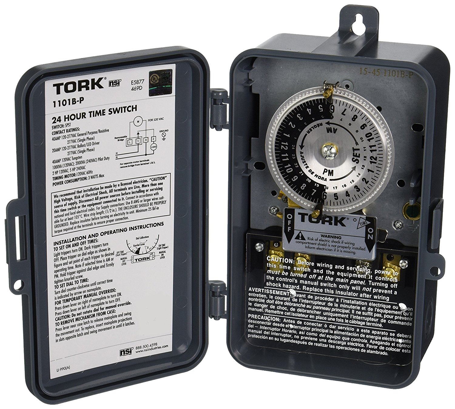 TORK 1101B INDOOR 120V SPST 40A TIME CLOCK