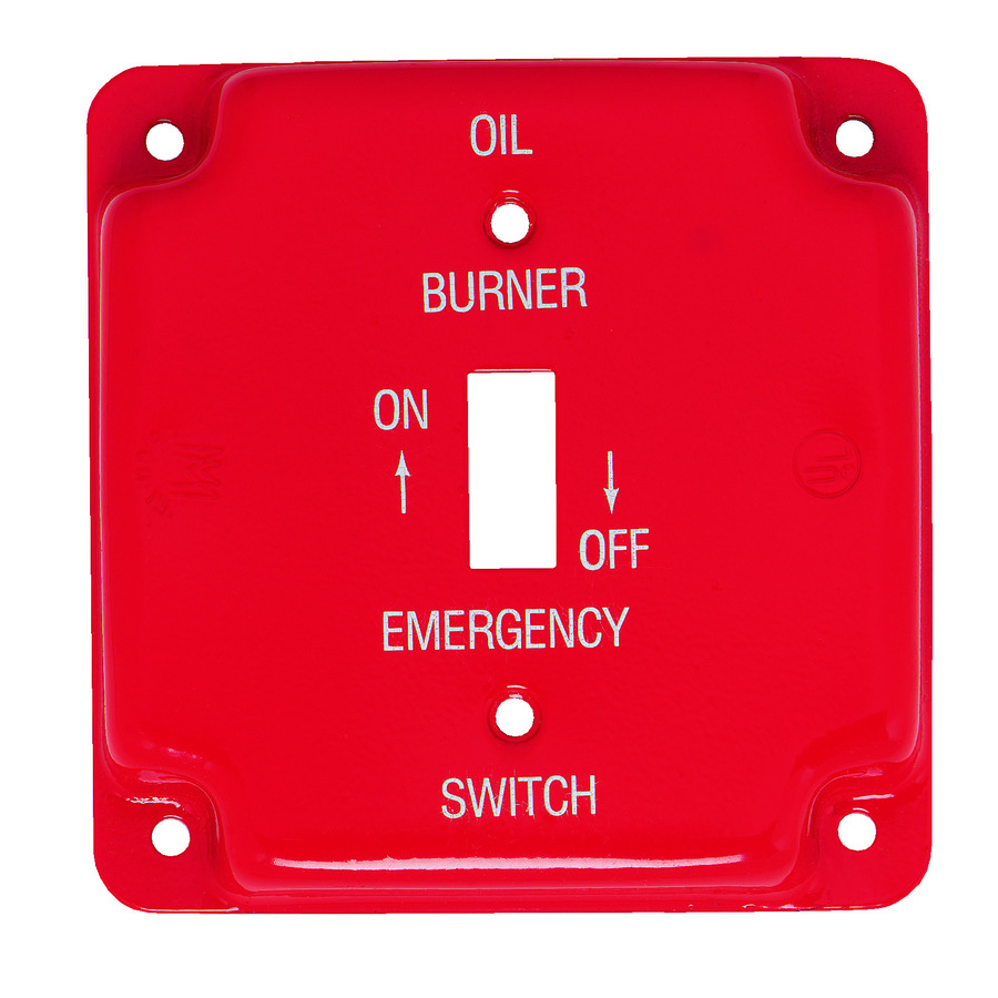 1T 4"SQ RED OIL BURNER SWITCH COVER STEEL 