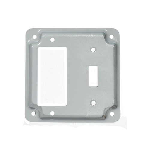 4" SQUARE STEEL TOGGLE/GFI COVER (11436,C2238,4T-GFI)