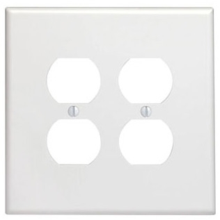 2G WHITE DUPLEX RCPT WALLPLATE THERMOPLASTIC 32102