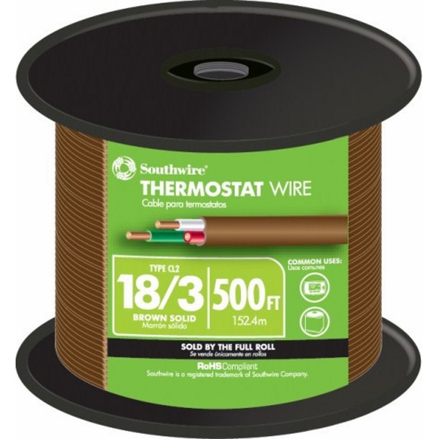 18/3 THERMOSTAT WIRE BROWN 500FT REEL