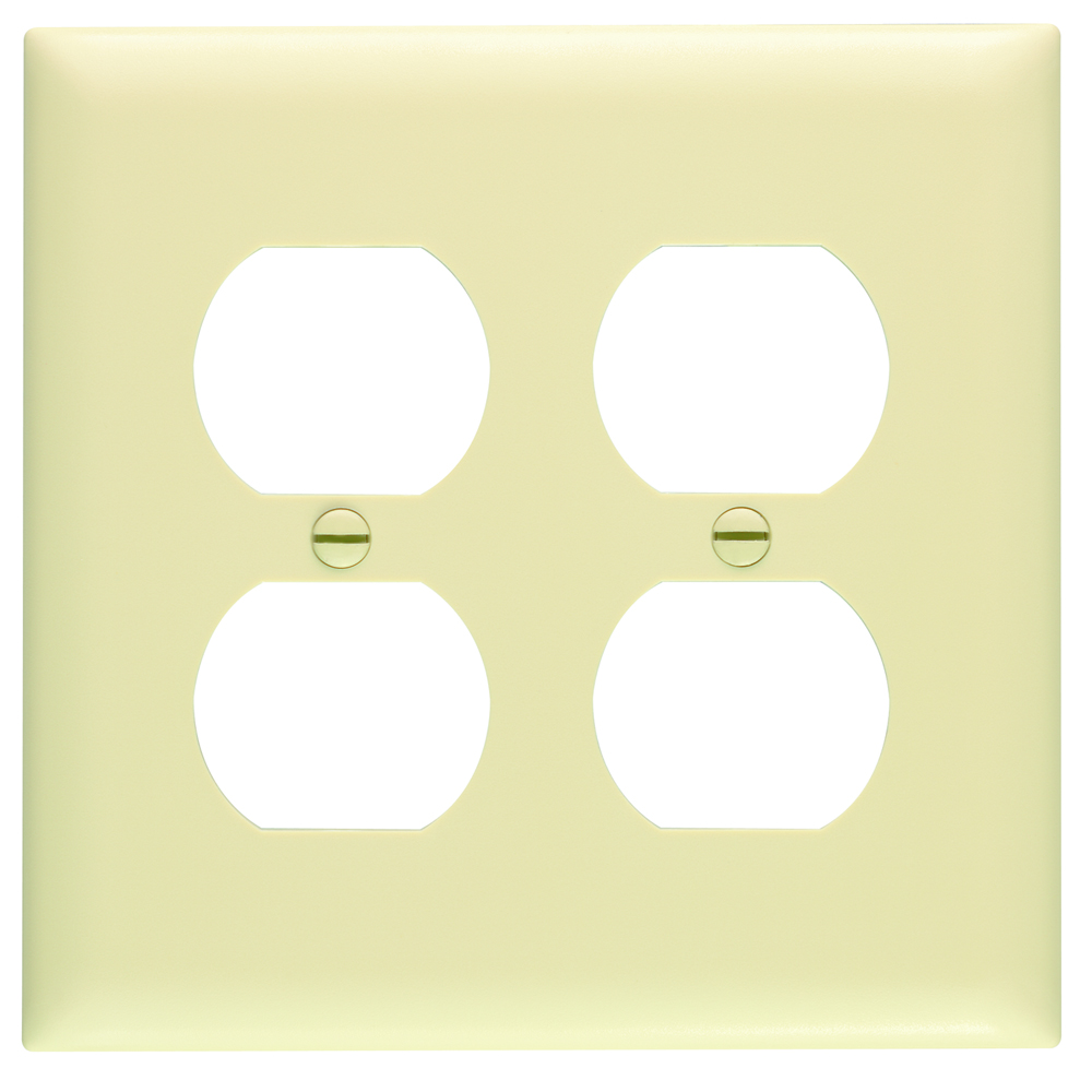 2G IVORY DUPLEX RCPT WALLPLATE THERMOPLASTIC 34102