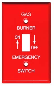 1T RED STEEL GAS BURNER FLUSH MOUNT SWITCH PLATE 