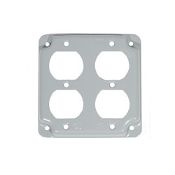4" SQUARE STEEL (2) DUPLEX RECEPTACLE COVER 