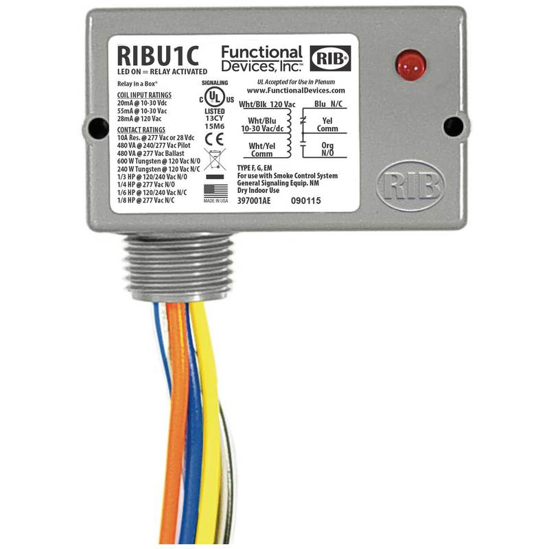 RIBU1C 10A SPDT ENCLOSED RELAY 10-30VAC/DC, 120VAC INPUT