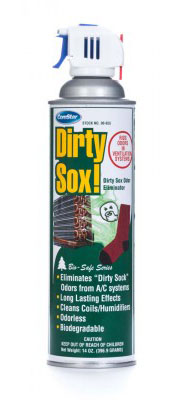 DIRTY SOX ODOR NEUTRALIZER &amp;
CLEANER 14 oz SPRAY CLEANS
DIRT,GRIME,OILY BUILD UP