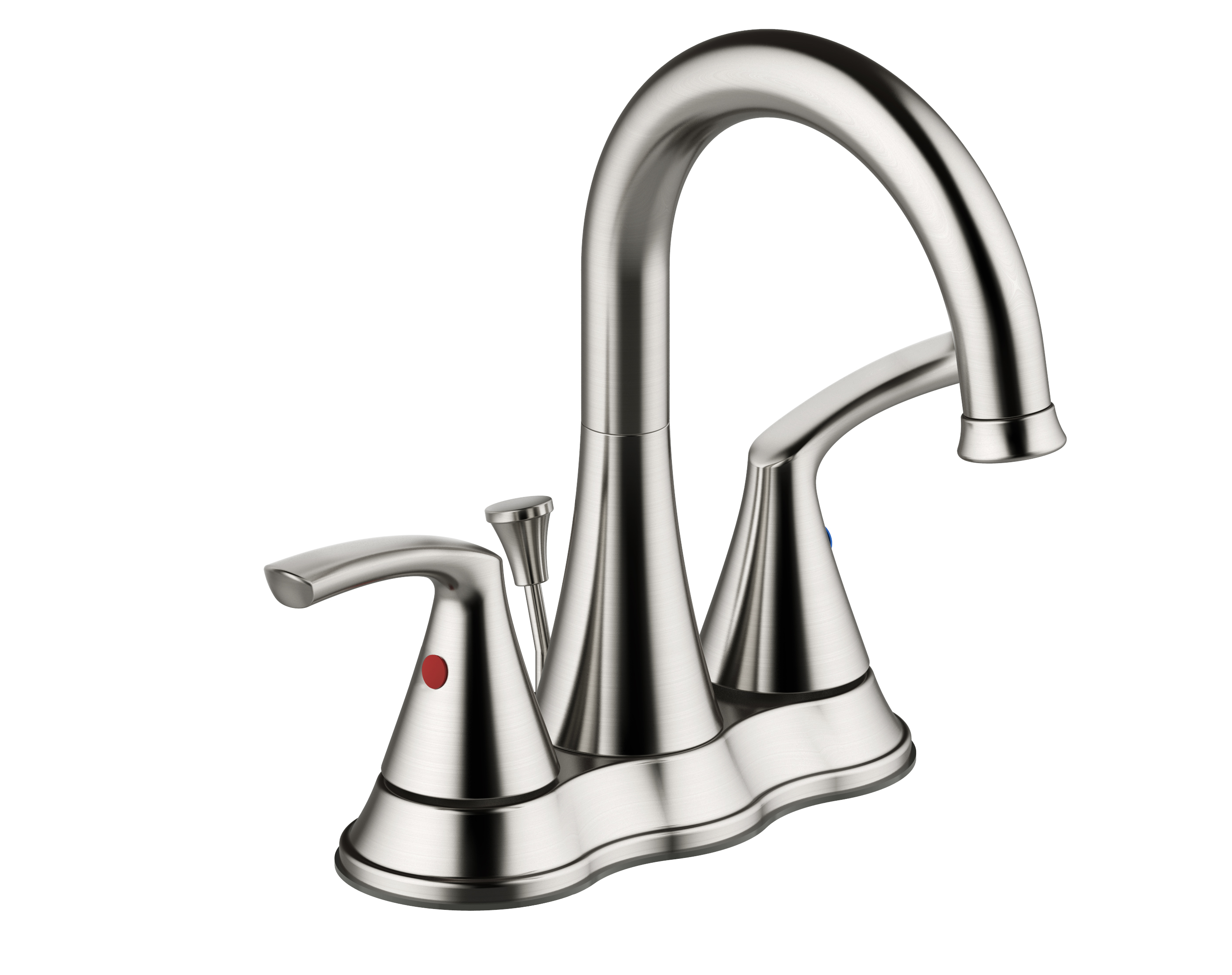 2 HANDLE BN HIGH ARC 4&quot; LAV
FCT, METAL LEVER HANDLES,
CERAMIC CARTRIDGE, METAL POP
UP, 3 HOLE, ANGELIC PLUMBFORCE
CATEGORY