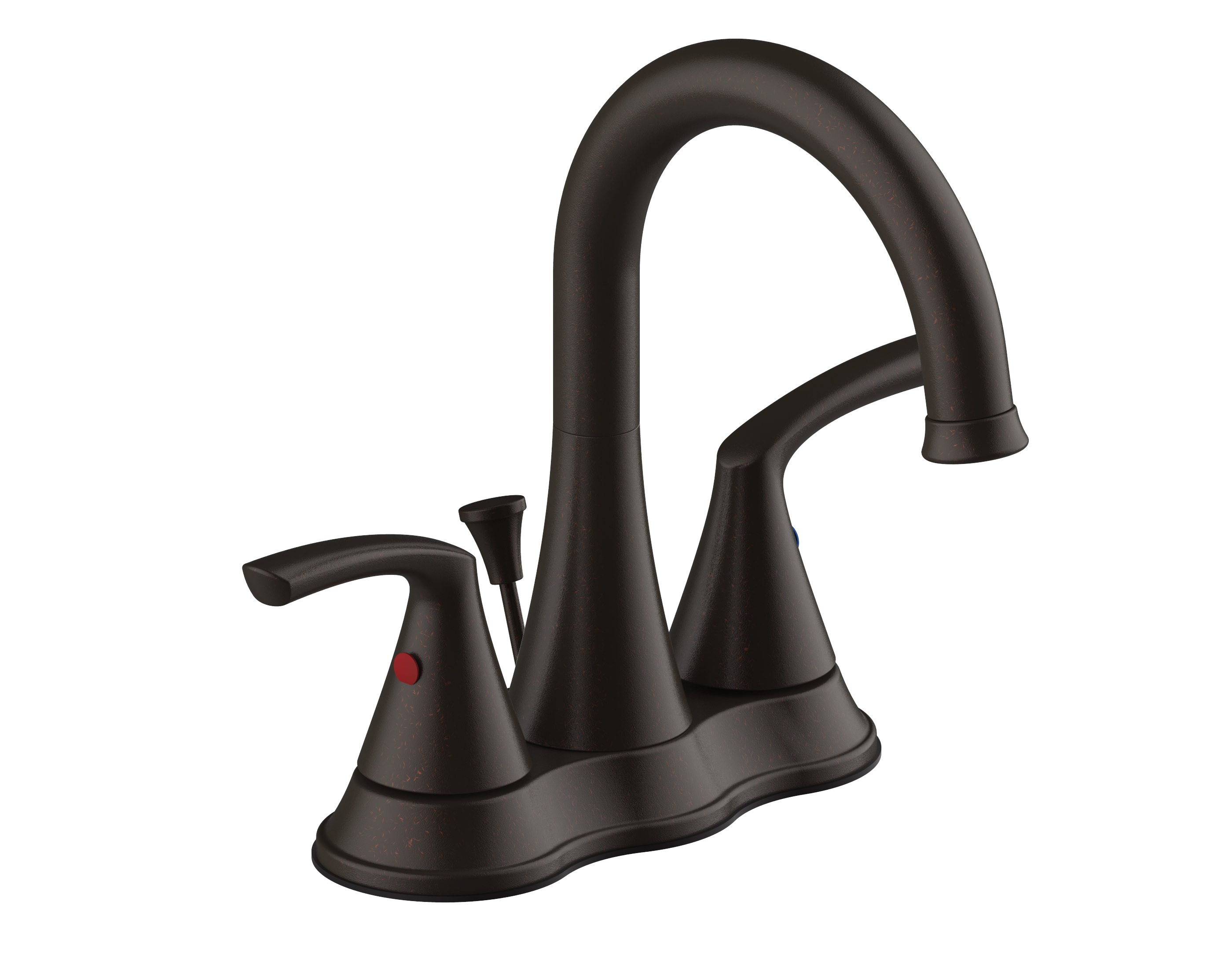 2 HANDLE OIL RUBBED BRONZE HIGH ARC 4&quot; LAV FCT, METAL