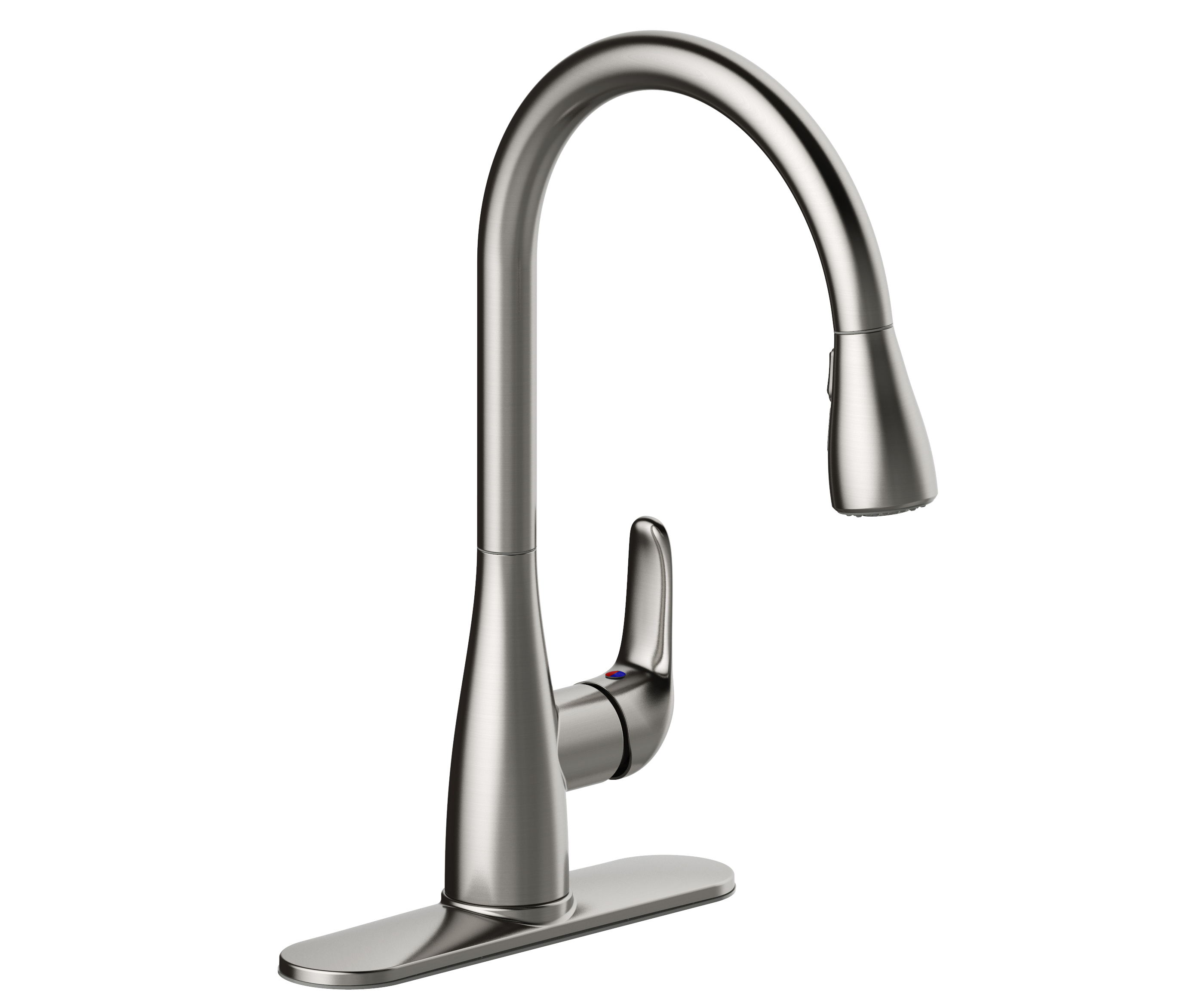 SINGLE HANDLE PULLDOWN KITCHEN FAUCET, SINGLE HOLE OR THREE