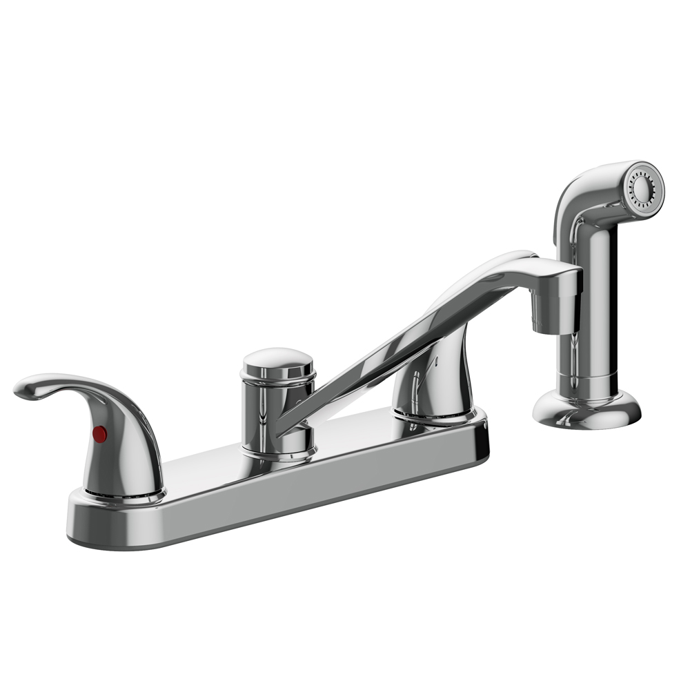 TWO HANDLE KITCHEN FAUCET W/ SIDE SPRAY, FOUR HOLE MOUNT,