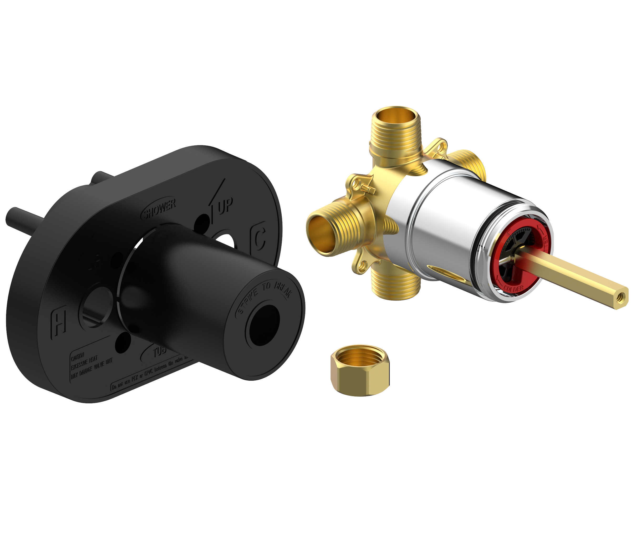 CERAMIC PRESSURE BALANCE
VALVE, UNIVERSAL 1/2&quot; FITTINGS
(CC / IP) LESS STOPS,
PLUMBFORCE CATEGORY