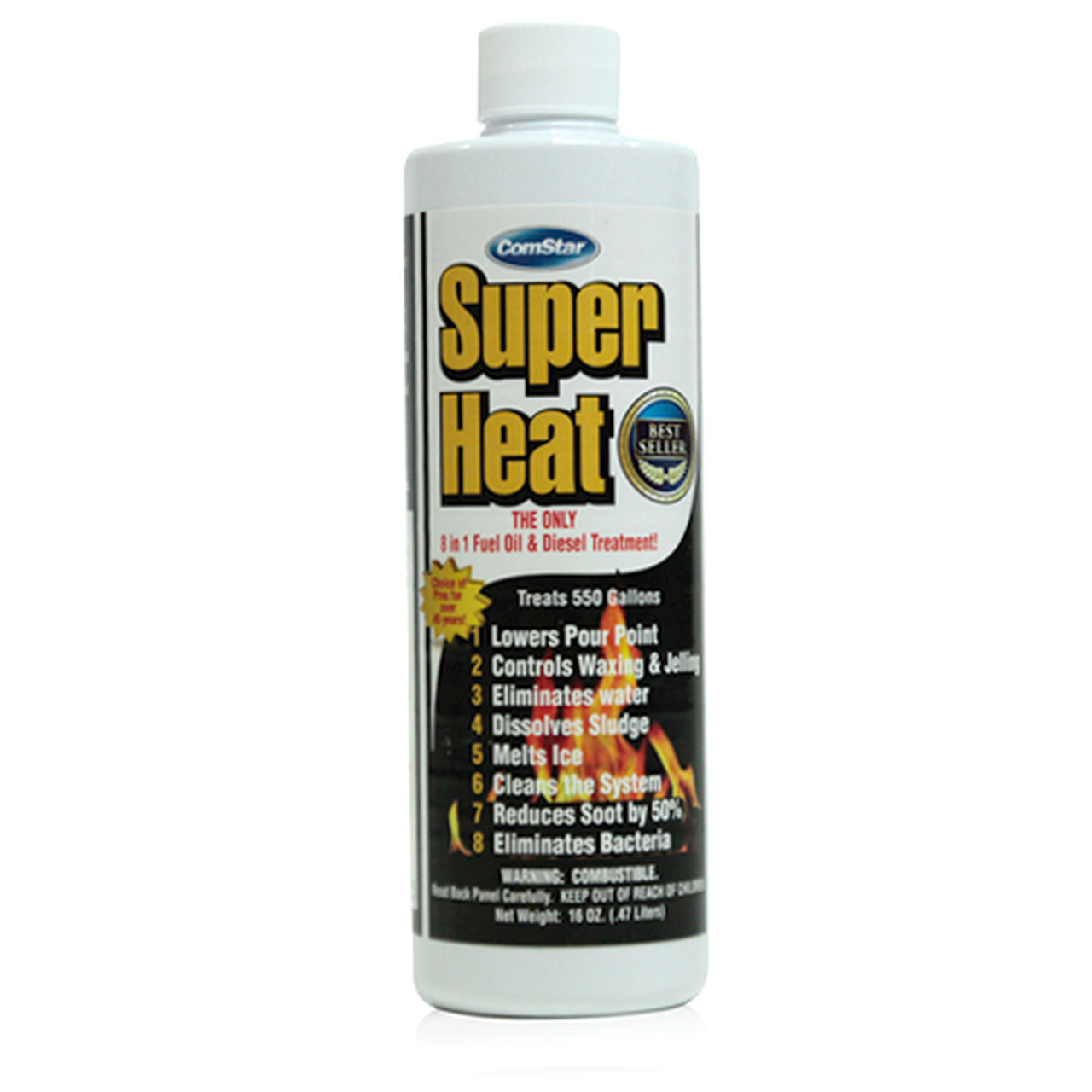 ComStar 60-129 Super Heat 
8-In-1 Heating and Fuel Oil 
Treatment, 8 oz, Single Bottle
